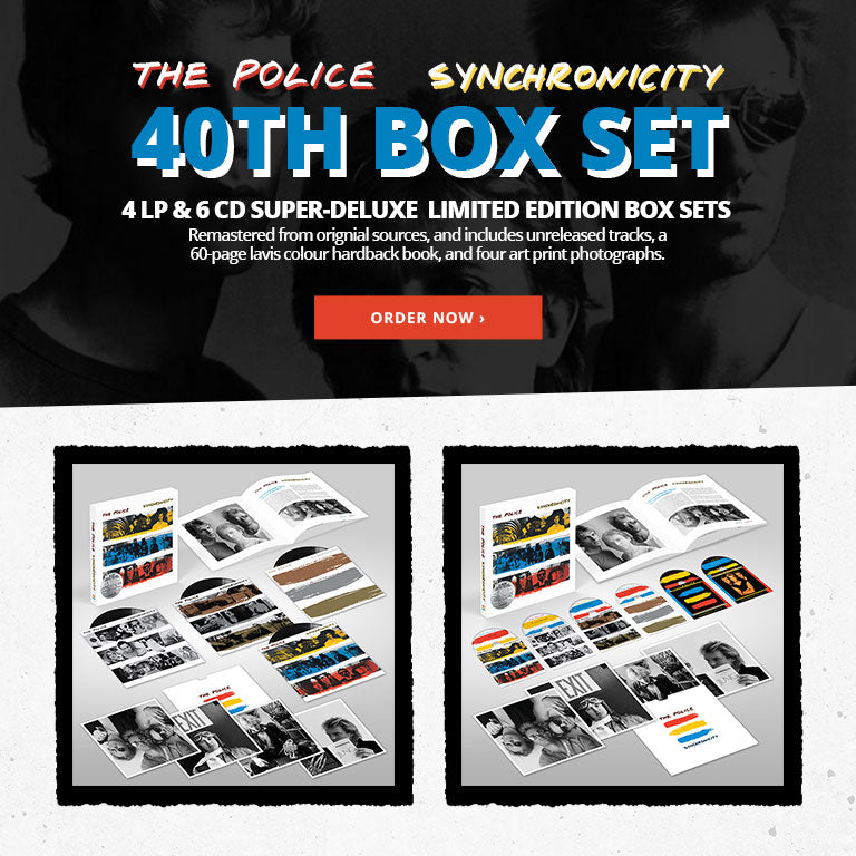 The Police - Synchonicity, 40th anniversary box set. 4 LP and 6 CD super deluxe limited edition box set. Order now.