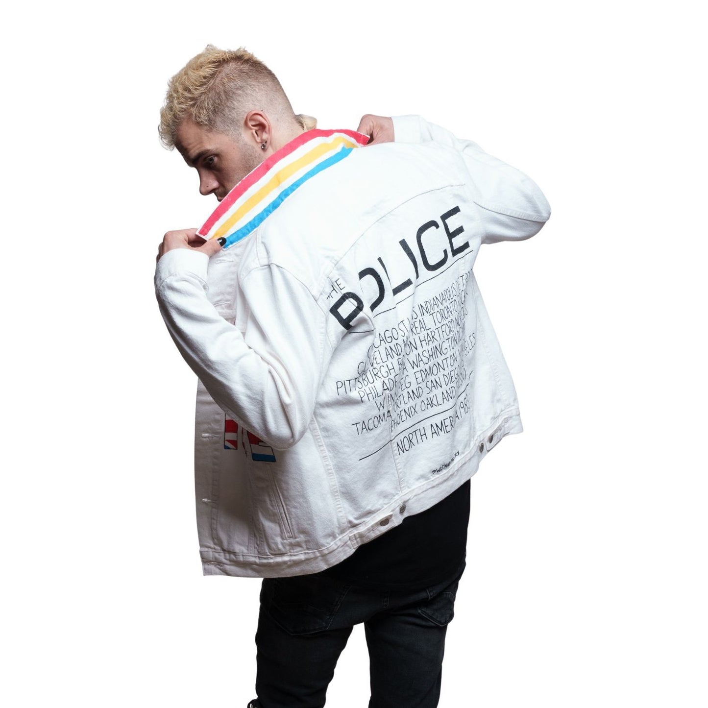 The Police Hand Painted Men's Denim Jacket