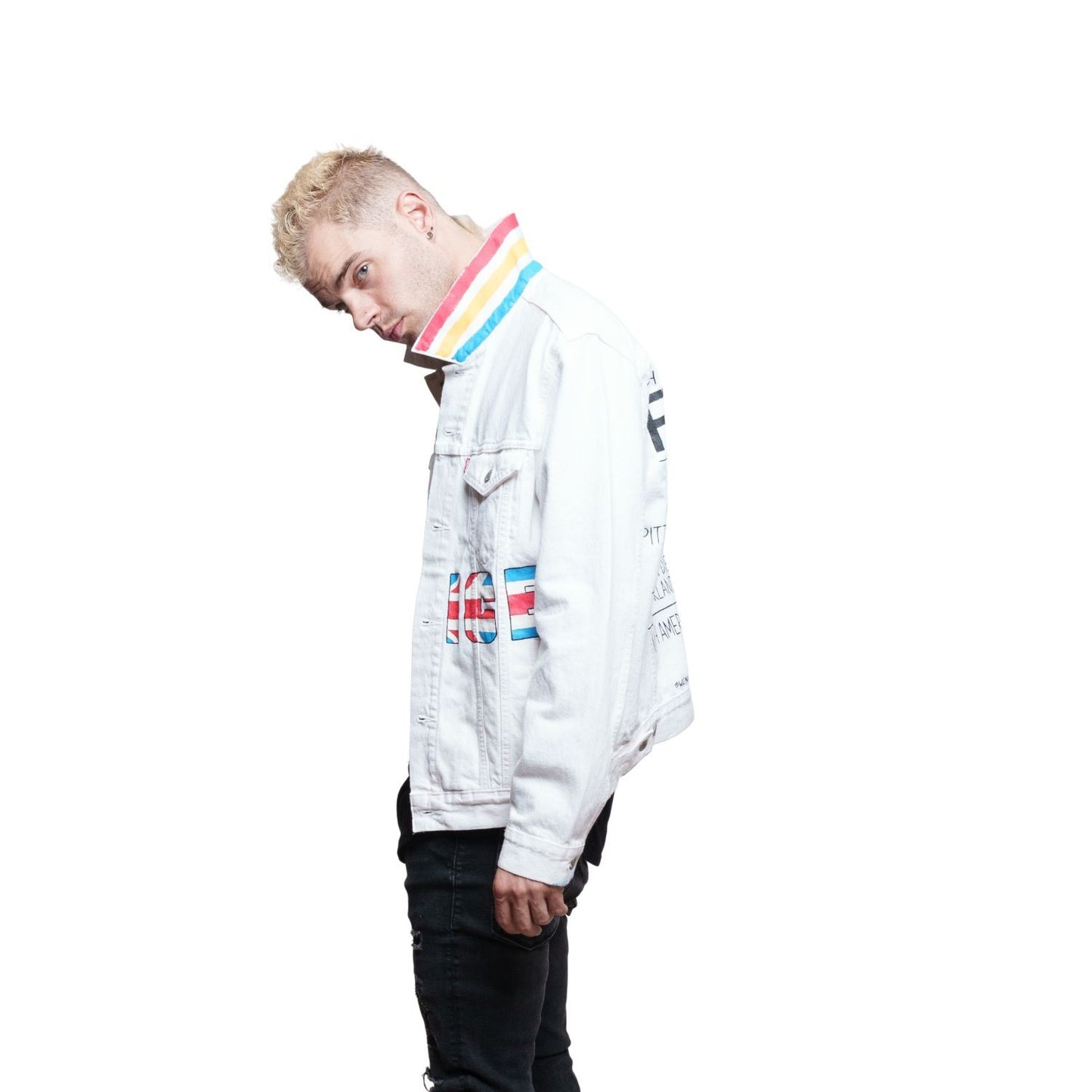 The Police Hand Painted Men's Denim Jacket