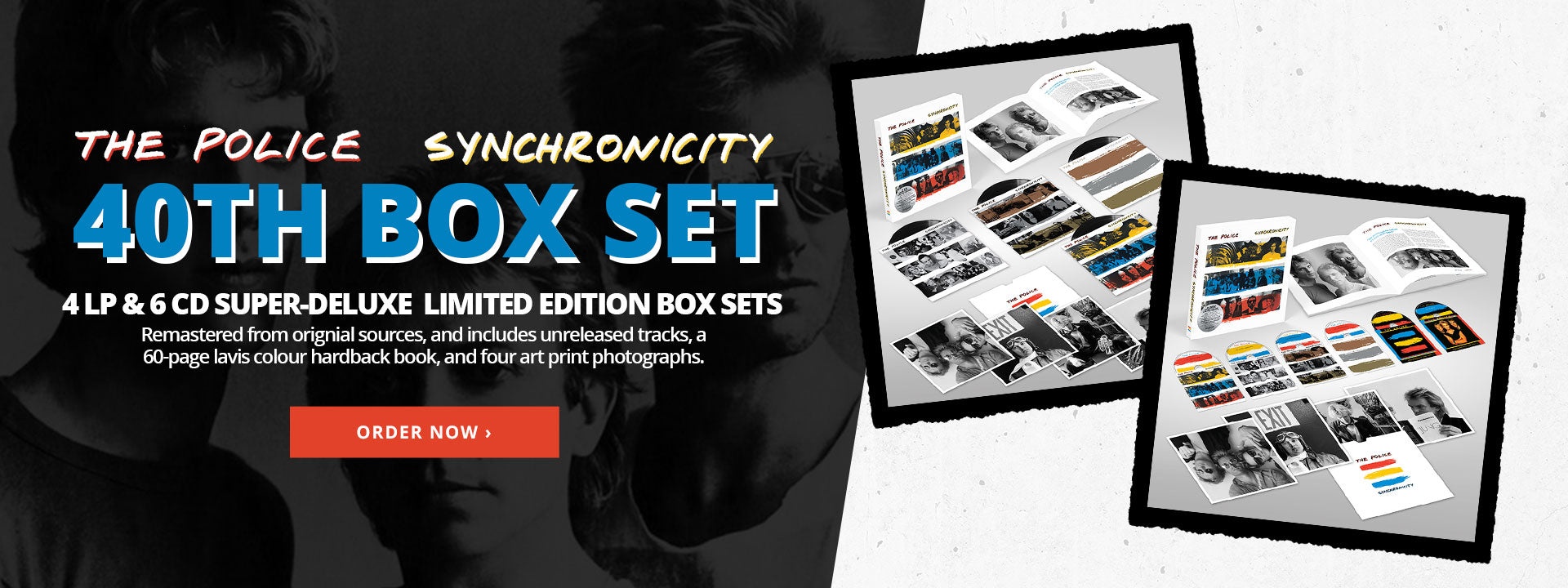 The Police - Synchonicity, 40th anniversary box set. 4 LP and 6 CD super deluxe limited edition box set. Order now.